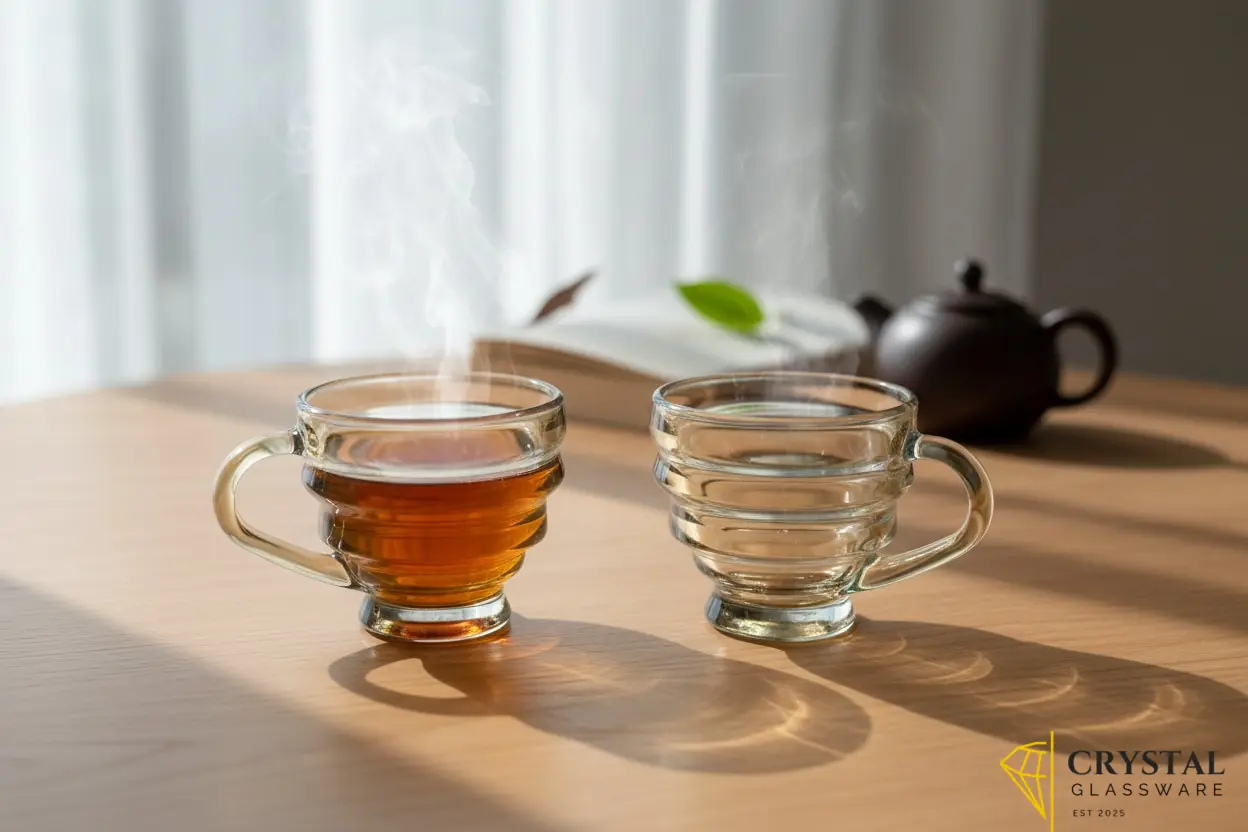 Elegant Bronze Brown Delisoga Glass Cup Set 6 Pcs Premium Heat-Resistant Tea & Coffee Cups 